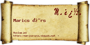 Marics Örs névjegykártya